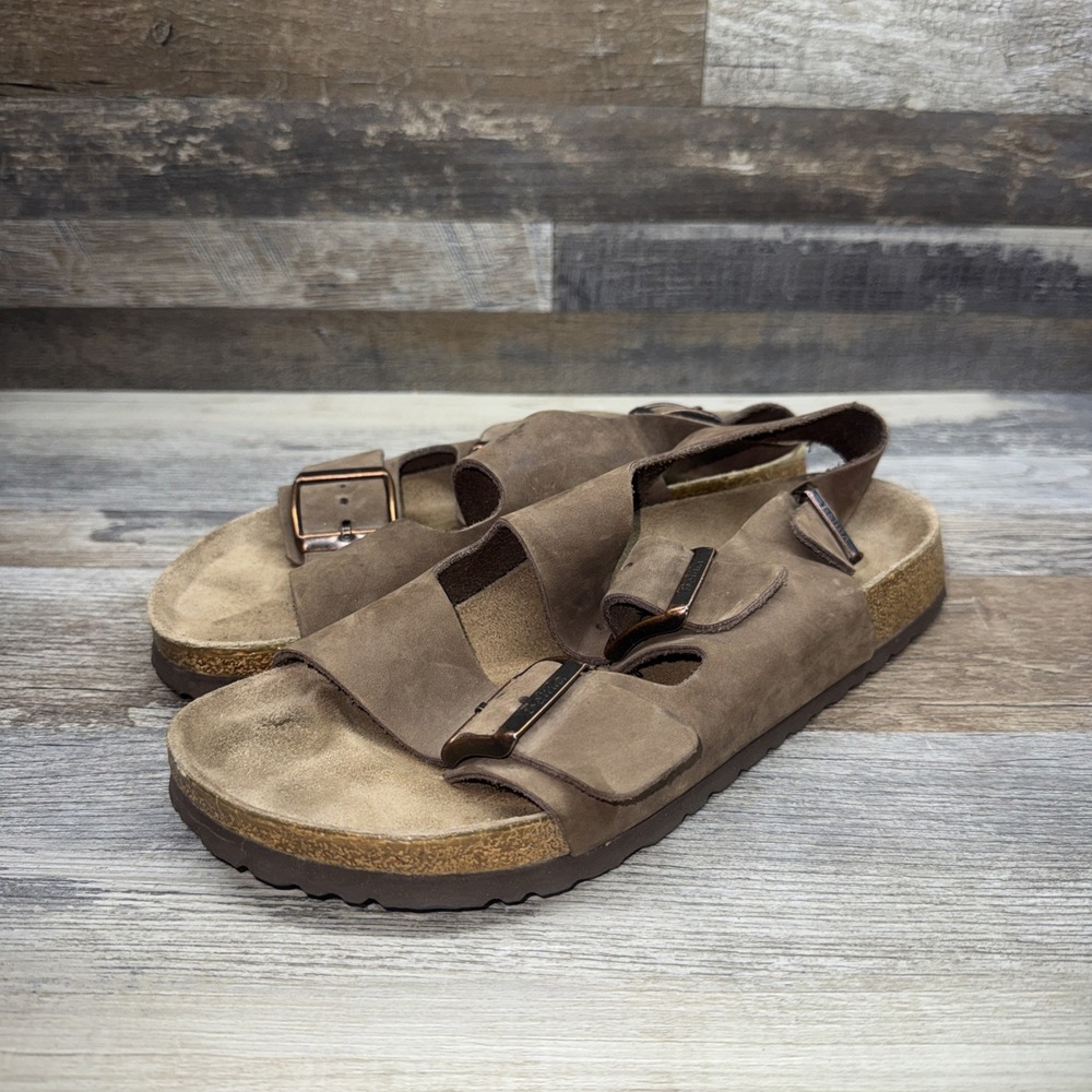 Betula by Birkenstock Milano Brown Leather Back Strap Sandals Women's 8 Men's 6